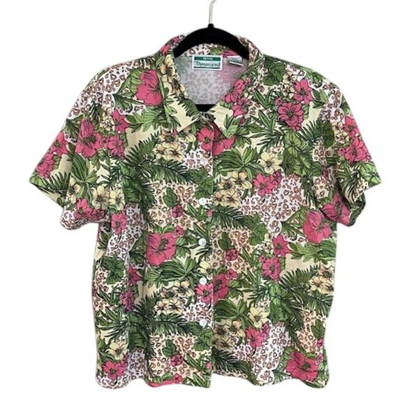 Shenanigans Floral Knit Top Size PXL Coastal Grandmother, Tropical, Boho Chic - Picture 1 of 6